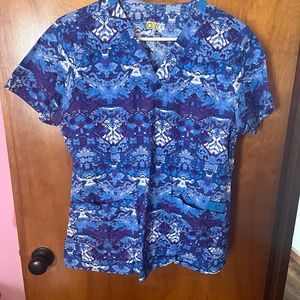 Med Wonder Flex Scrub Top Blue